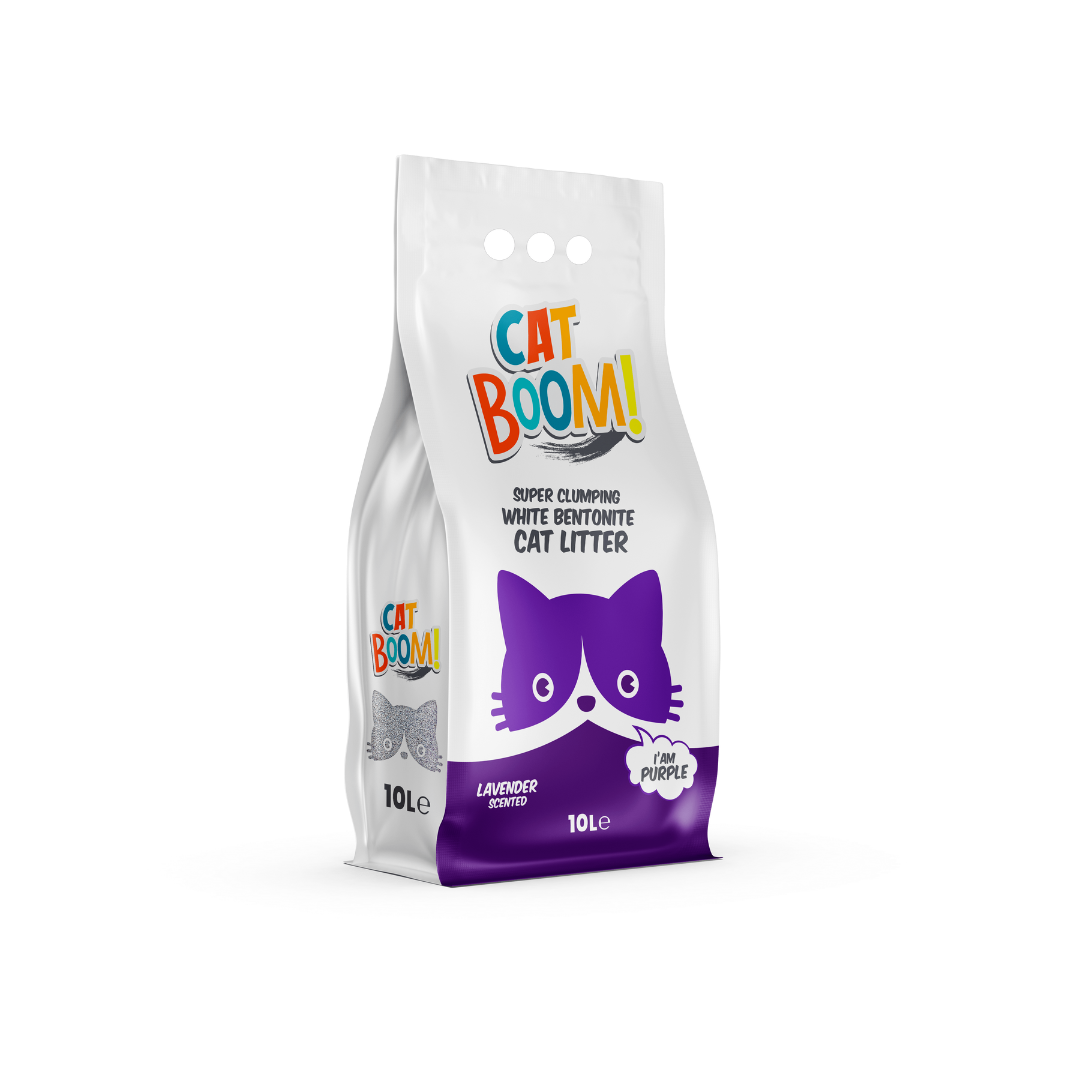 Cat boom Lavender 10L كات بوم رمل عالي الجودة برائحة اللافندر 10لتر - الصورة 1